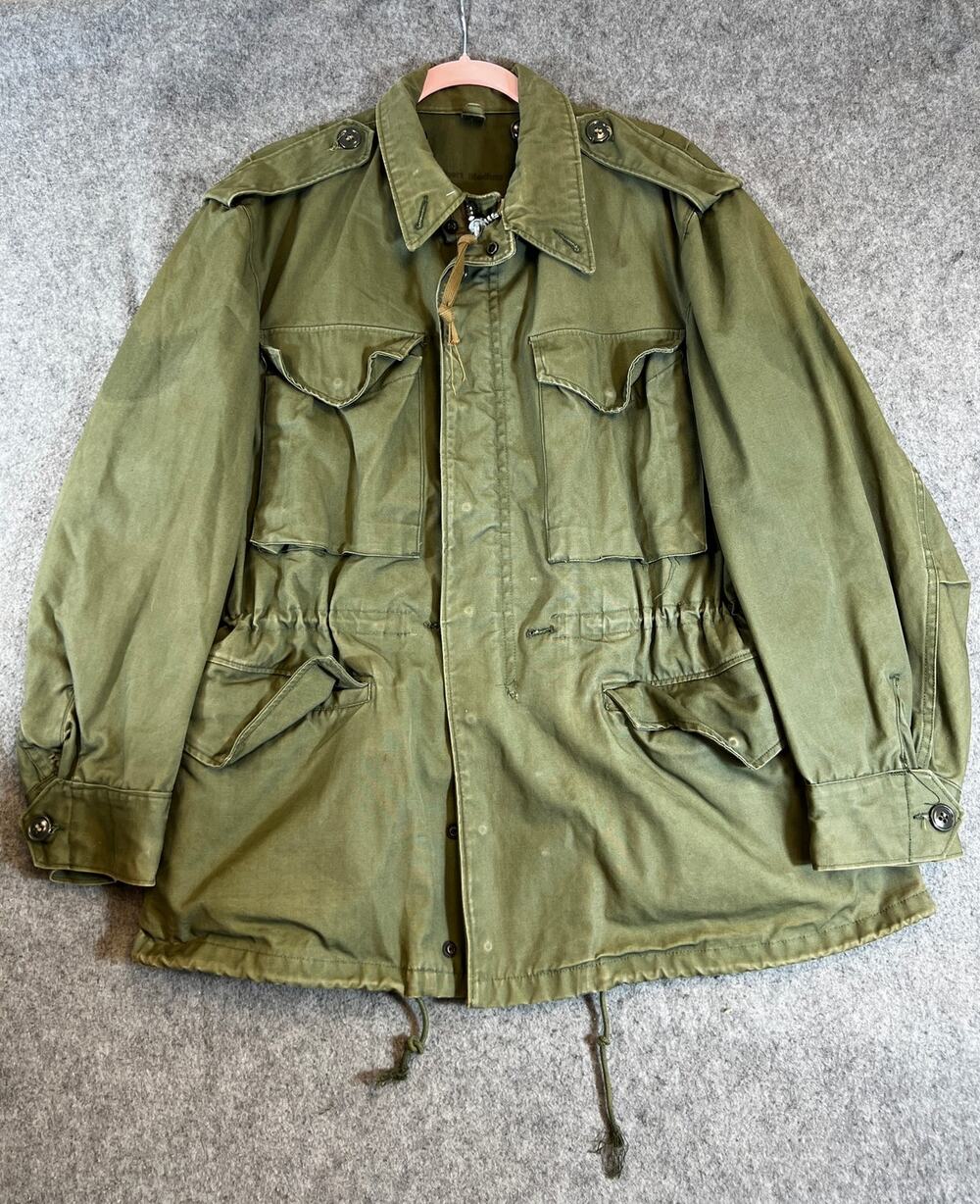 VINTAGE 70s US Army Field Jacket Mens Short Medium Green Full Zip Military OG107